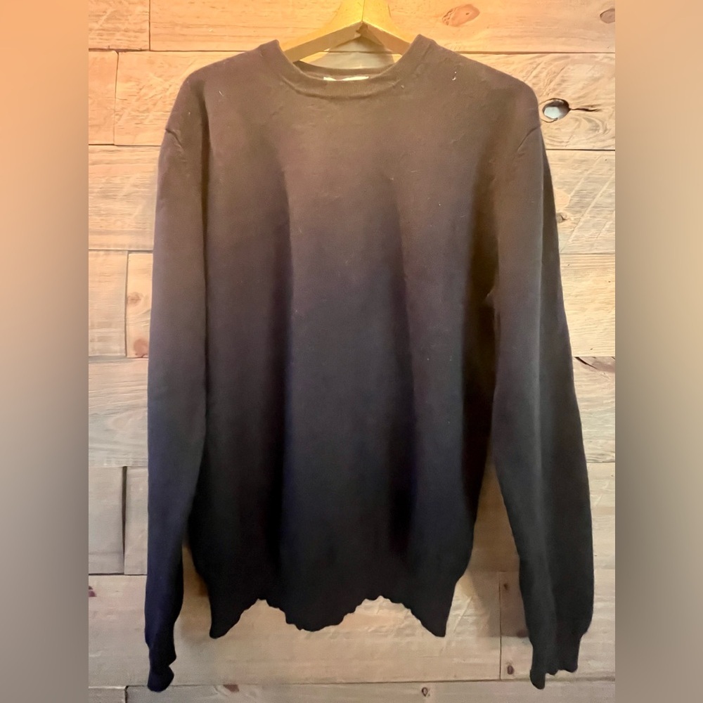 NAVY CASHMERE OLD MONEY CHIC COZY OVERSIZED LUXURY SWEATER AMERICAN PREPPY